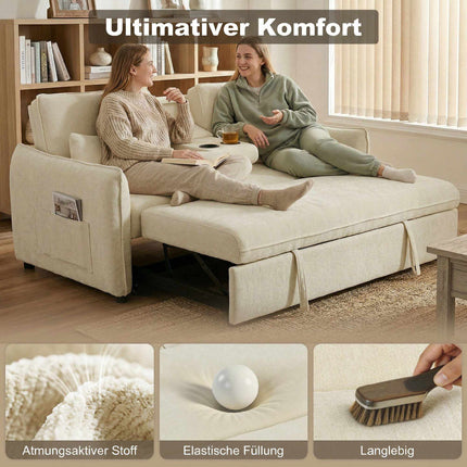 Verstellbares 3-in-1 Schlafsofa mit Getränkehaltern und Taschen
