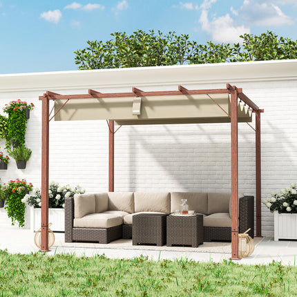 Verstellbare 3x3m Pergola, Aluminiumrahmen, UPF30+ Sonnenschutz