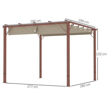 Verstellbare 3x3m Pergola, Aluminiumrahmen, UPF30+ Sonnenschutz