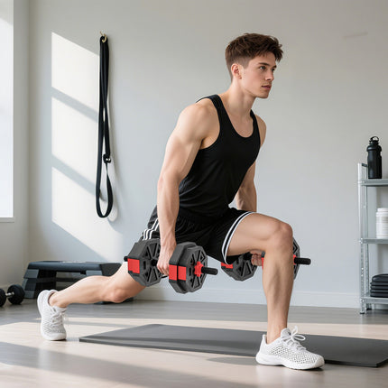 Ensemble d'haltères réglables 4 en 1, 15 kg pour les entraînements à domicile