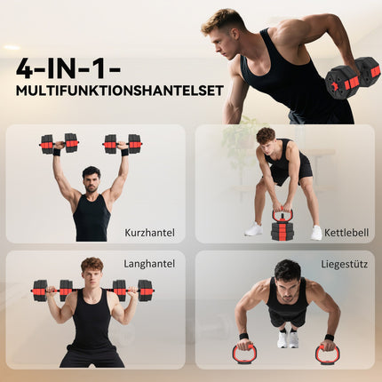 Verstellbares 4-in-1 Hantelset, 25 kg für Home-Workouts