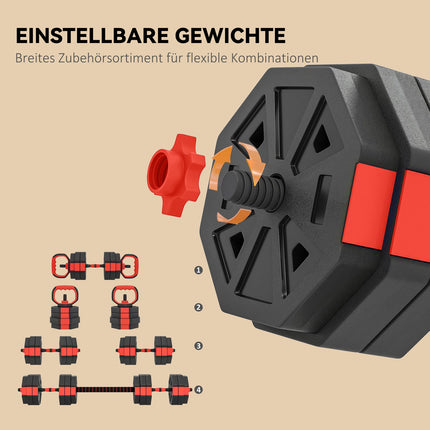 Verstellbares 4-in-1 Hantelset, 25 kg für Home-Workouts