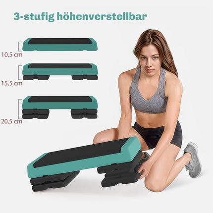 Stepper aérobique réglable avec surface antidérapante, vert
