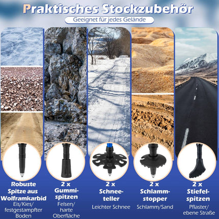 Verstellbare Aluminium-Trekkingstöcke mit Korkgriffen, Blau