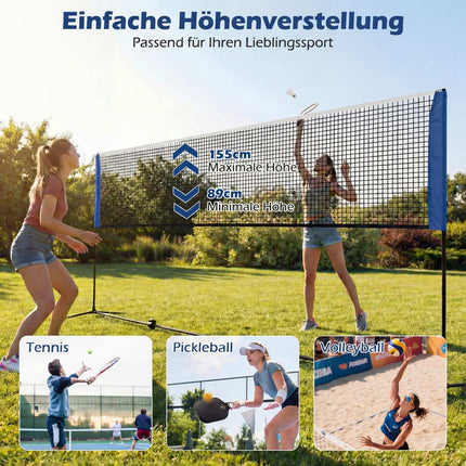 Verstellbares Badminton-Volleyball-Netz mit Tragetasche und Federbällen