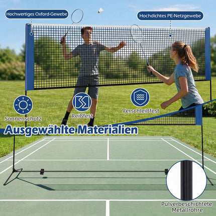 Verstellbares Badminton-Volleyball-Netz mit Tragetasche und Federbällen
