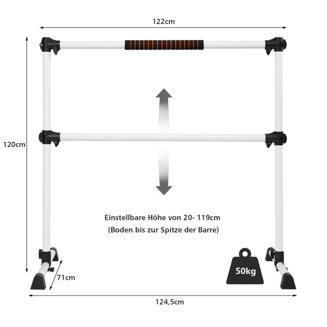 Barre de ballet réglable, portable avec pieds antidérapants
