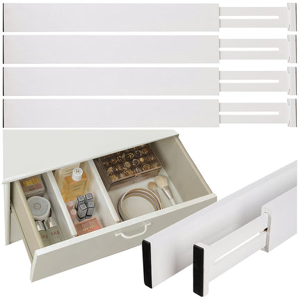 Organisateur de tiroir réglable en bambou, blanc, lot de 4