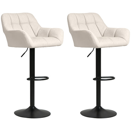 Tabourets de bar réglables, lot de 2, similicuir, crème/noir