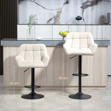Tabourets de bar réglables, lot de 2, similicuir, crème/noir