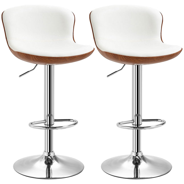 Verstellbare Barhocker 2er-Set, drehbarer Sitz, Cremeweiß