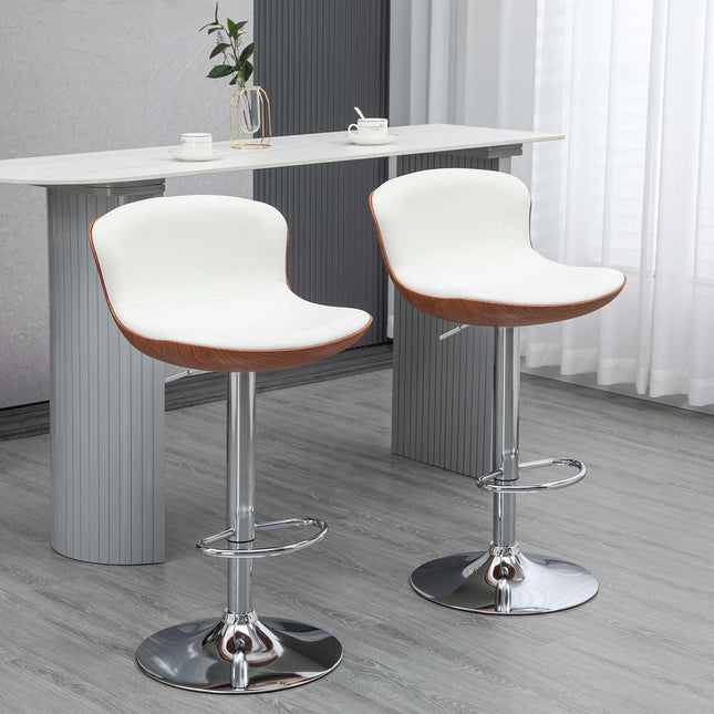 Verstellbare Barhocker 2er-Set, drehbarer Sitz, Cremeweiß