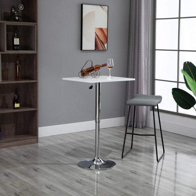 Höhenverstellbarer Stehtisch – quadratisch, 69–91 cm, Weiß/Silber