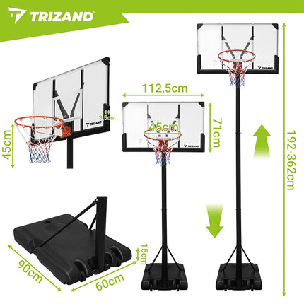 Panier de basket réglable 305 cm avec roulettes