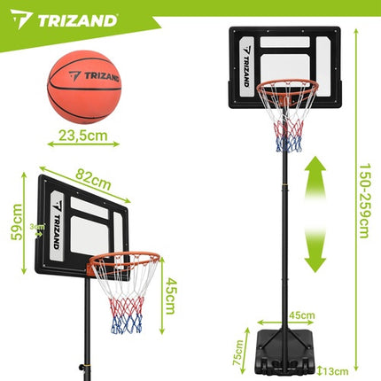 Verstellbarer Basketballkorb mit Brett und Ball