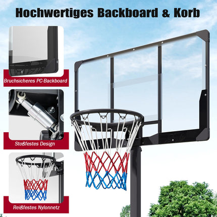 Verstellbarer Basketballkorb mit Rädern und Ablagefach