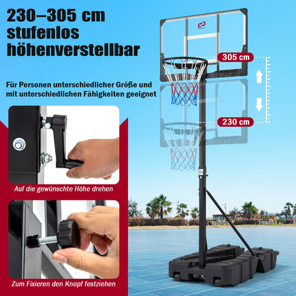 Verstellbarer Basketballkorb mit Rädern und Ablagefach