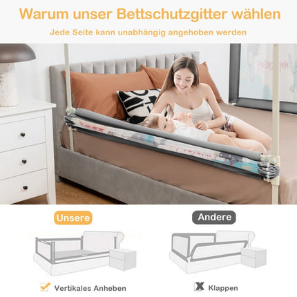 Verstellbares Bettschutzgitter, 175 cm, Dunkelgrau