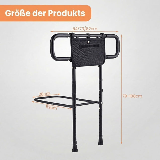 Barrière de lit réglable pour personnes âgées avec poche de rangement