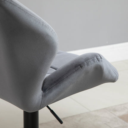 Verstellbare Barhocker aus blauem Samt mit Rückenlehne, 2er-Set