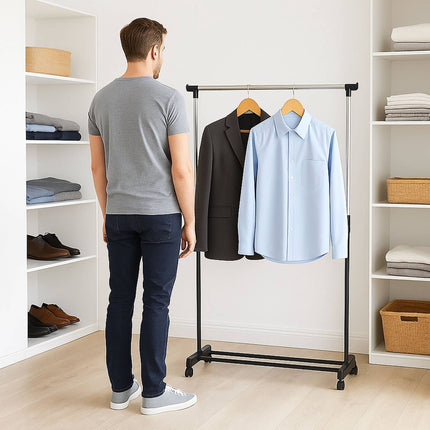 Portant à vêtements réglable sur roulettes - Hauteur réglable