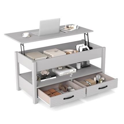 Verstellbarer Couchtisch mit Hebefunktion und 2 Schubladen