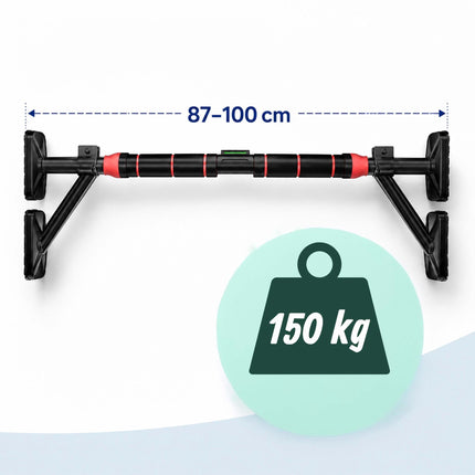 Barre de traction réglable pour porte, 87–100 cm, noir/rouge