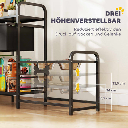 Verstellbarer erhöhter Hundenapf-Ständer mit Aufbewahrungsfach, 2x800ml