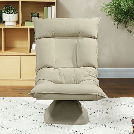 Chaise de sol réglable, pivotante à 360°, beige, cadre en acier