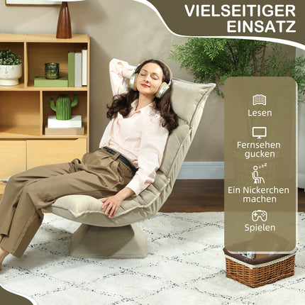 Chaise de sol réglable, pivotante à 360°, beige, cadre en acier