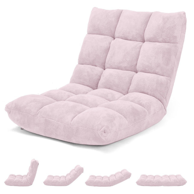 Chaise de sol réglable avec coussin en velours corail