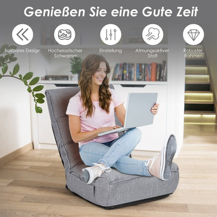 Fauteuil de jeu réglable au sol avec dossier, gris