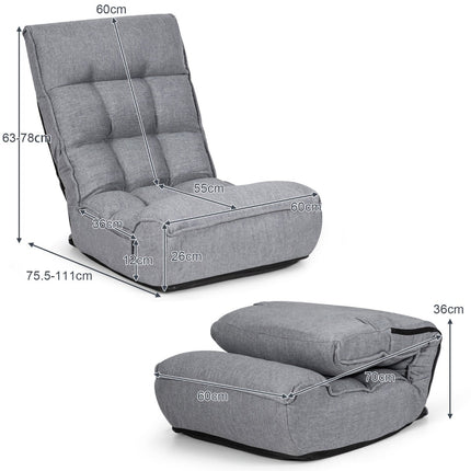 Fauteuil de jeu réglable au sol avec dossier, gris