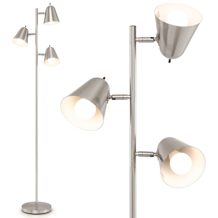 Lampadaire réglable avec 3 ampoules LED, abat-jour orientable à 360°