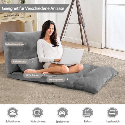 Verstellbares Bodensofa, 6-fach verstellbar, 178x98x18 cm, Grau
