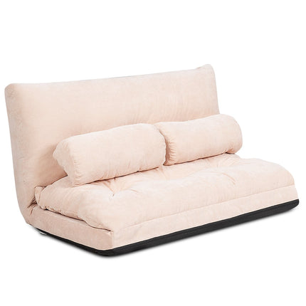 Canapé-lit de sol réglable avec 2 coussins, beige