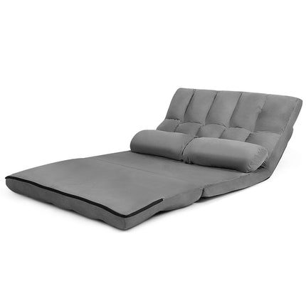 Verstellbares Boden-Schlafsofa mit 2 Kissen, Grau