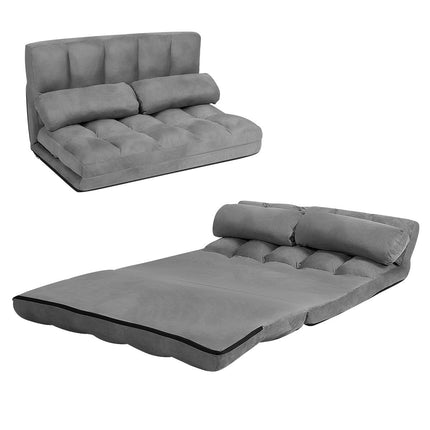 Verstellbares Boden-Schlafsofa mit 2 Kissen, Grau
