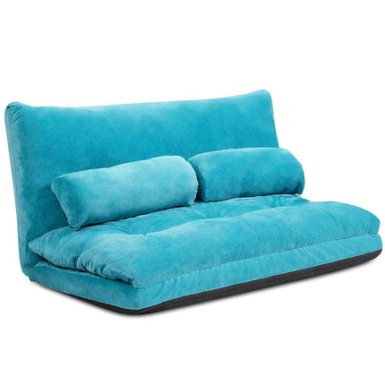 Canapé de sol réglable avec coussins, bleu, 180 x 98 cm