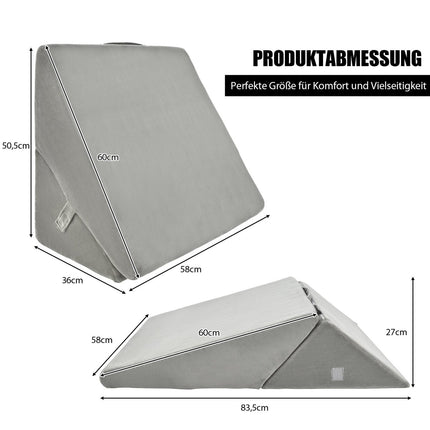 Coussin compensé réglable en mousse, 58 x 50,5 x 36 cm, gris
