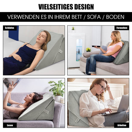 Coussin compensé réglable en mousse, 58 x 50,5 x 36 cm, gris