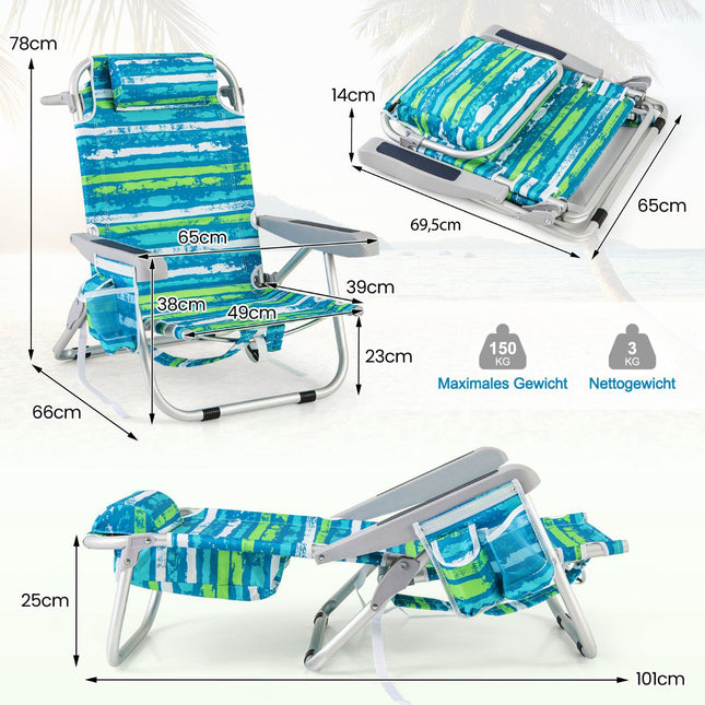 Verstellbare Klappstrandstühle 2er-Set – Blau & Grün