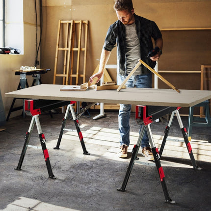 Ensemble de 2 tréteaux pliables et réglables en acier, de 61,5 à 82,7 cm