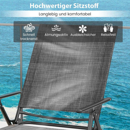 Verstellbares Klappsonnenliegen-Set – Grau, 2-teilig