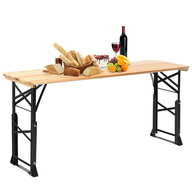 Verstellbarer klappbarer Picknicktisch aus Holz mit Schirmloch