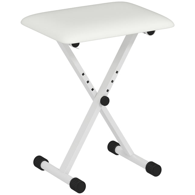 Banc de piano pliable et réglable en forme de X avec coussin en similicuir