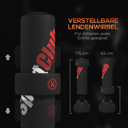 Sac de frappe autoportant réglable avec base lestable, noir
