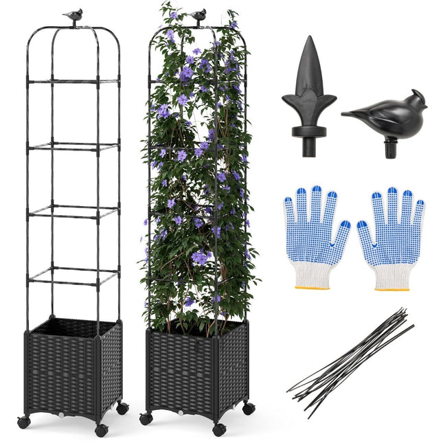 Treillis de jardin réglable avec jardinière sur roulettes