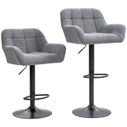 Tabourets de bar gris réglables, lot de 2, pivotants à 360°
