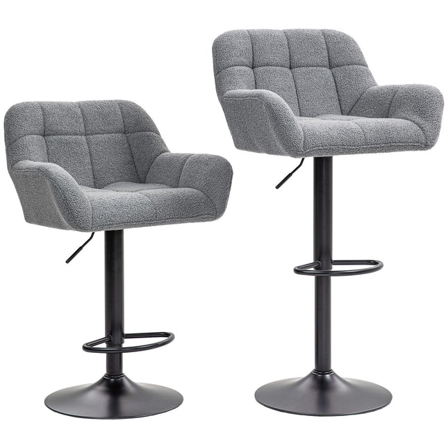 Verstellbare graue Barhocker, 2er-Set, 360° drehbar